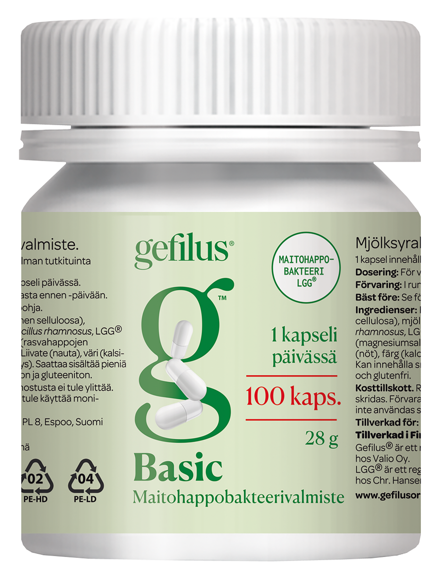 Gefilus Basic maitohappobakteeri 100kapselia 28g