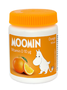 Moomin D-vitamin 10µg 100tabl. Xylitol-Orange