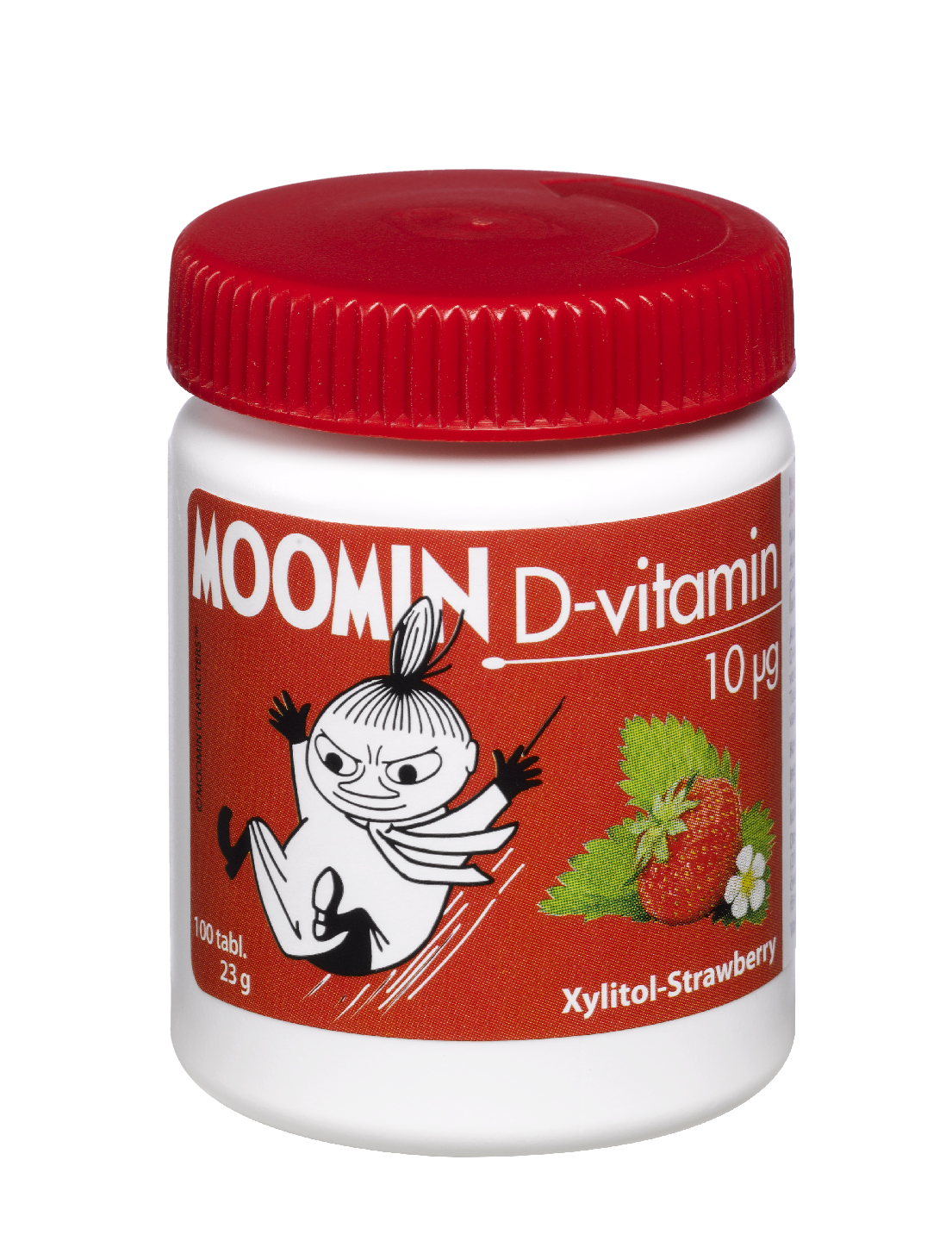Moomin D-vitamin 10µg 100 tabl. Xylitol-Strawberry