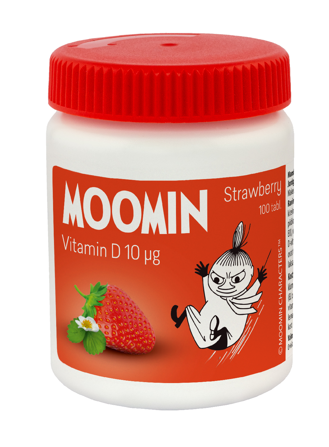 Moomin D-vitamin 10µg 100 tabl. Xylitol-Strawberry