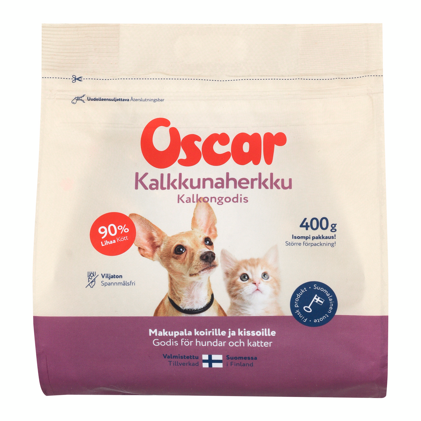 Oscar Kalkkunaherkku makupala koirille ja kissoille 400g