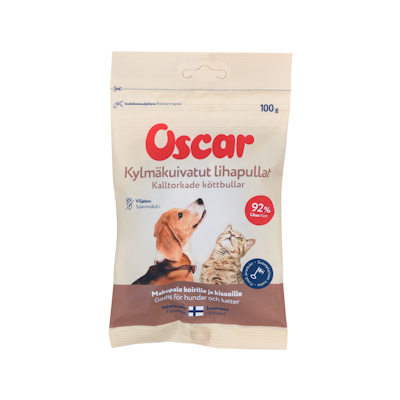 Oscar Kylmäkuivatut lihapullat 100g makupala koirille ja kissoille