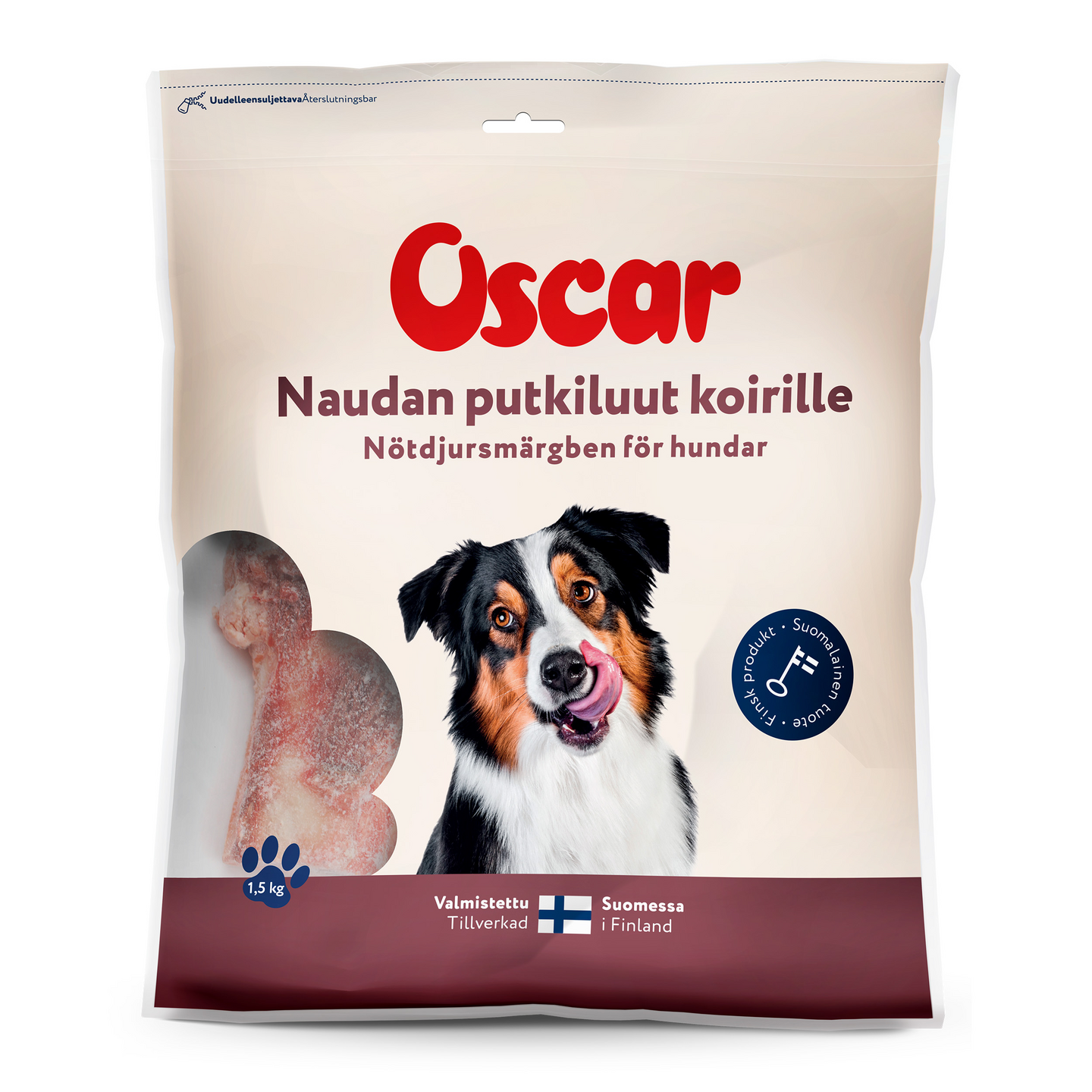 Oscar naudan putkiluu koirille 1,5kg pa