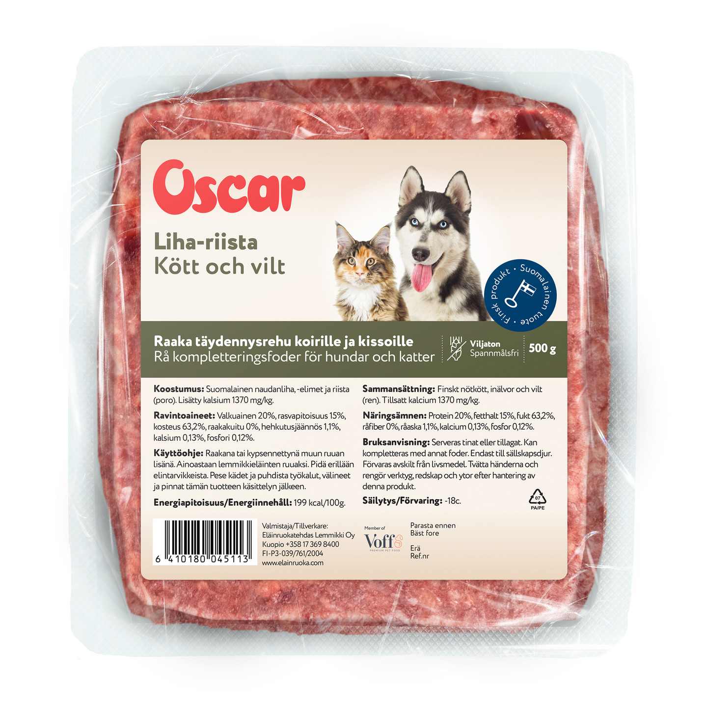 Oscar Liha-riista täydennysrehu koirille ja kissoille 500g pakaste | K-Ruoka  Verkkokauppa