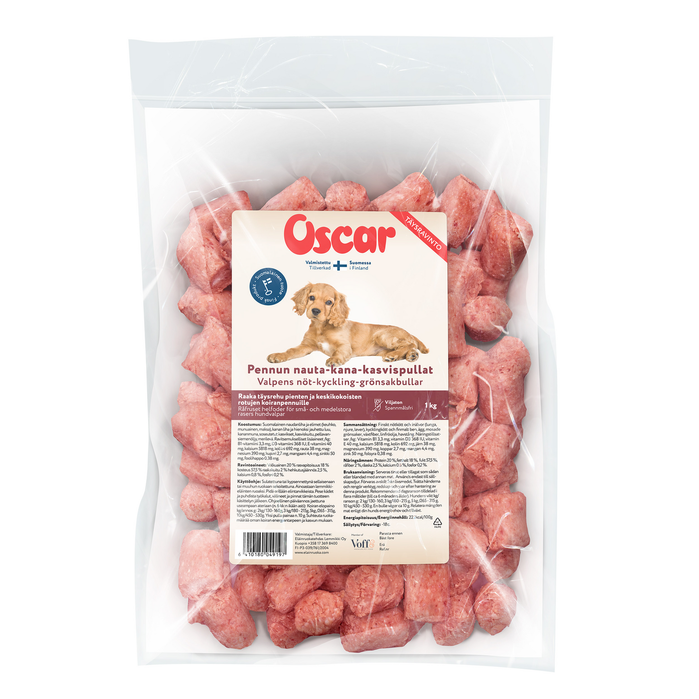 Oscar Pennun nauta-kana-kasvispullat 1kg