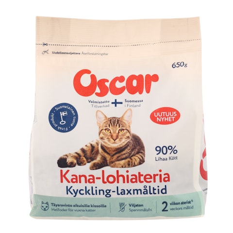 Oscar Kana-lohiateria kissoille täysravinto 650g