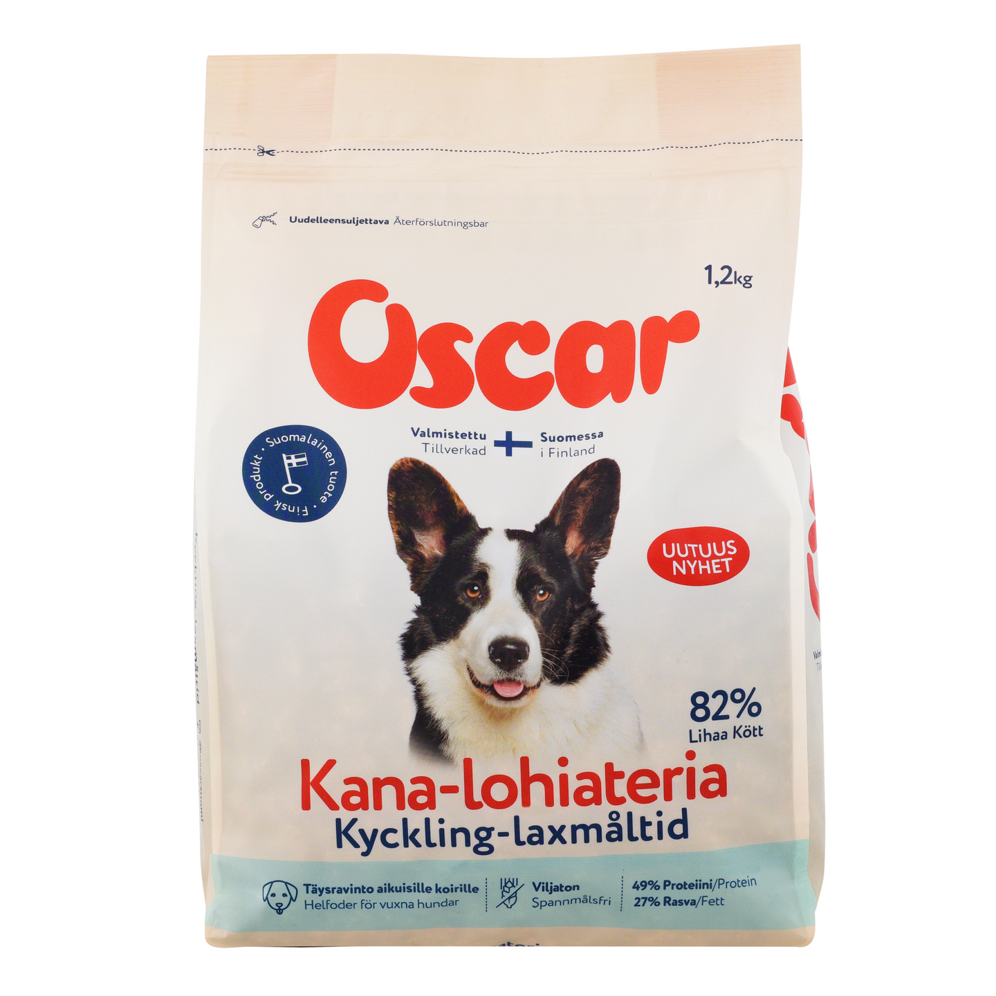 Oscar Kana-lohiateria koirille täysravinto 1,2kg