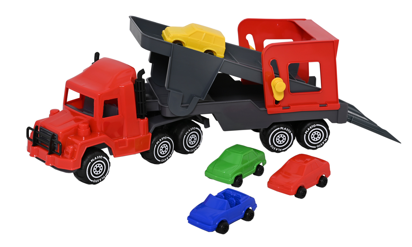 Plasto Autonkuljetusrekka ja 4 autoa