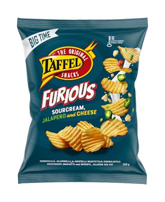 Taffel Furious sourcream chili jalapeno & cheese maustettu sipsi 260g