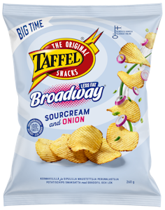 Taffel Broadway less fat sourcream & onion maustettu sipsi 260g