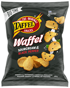 Taffel Waffel sourcream & black pepper maustettu sipsi 270g