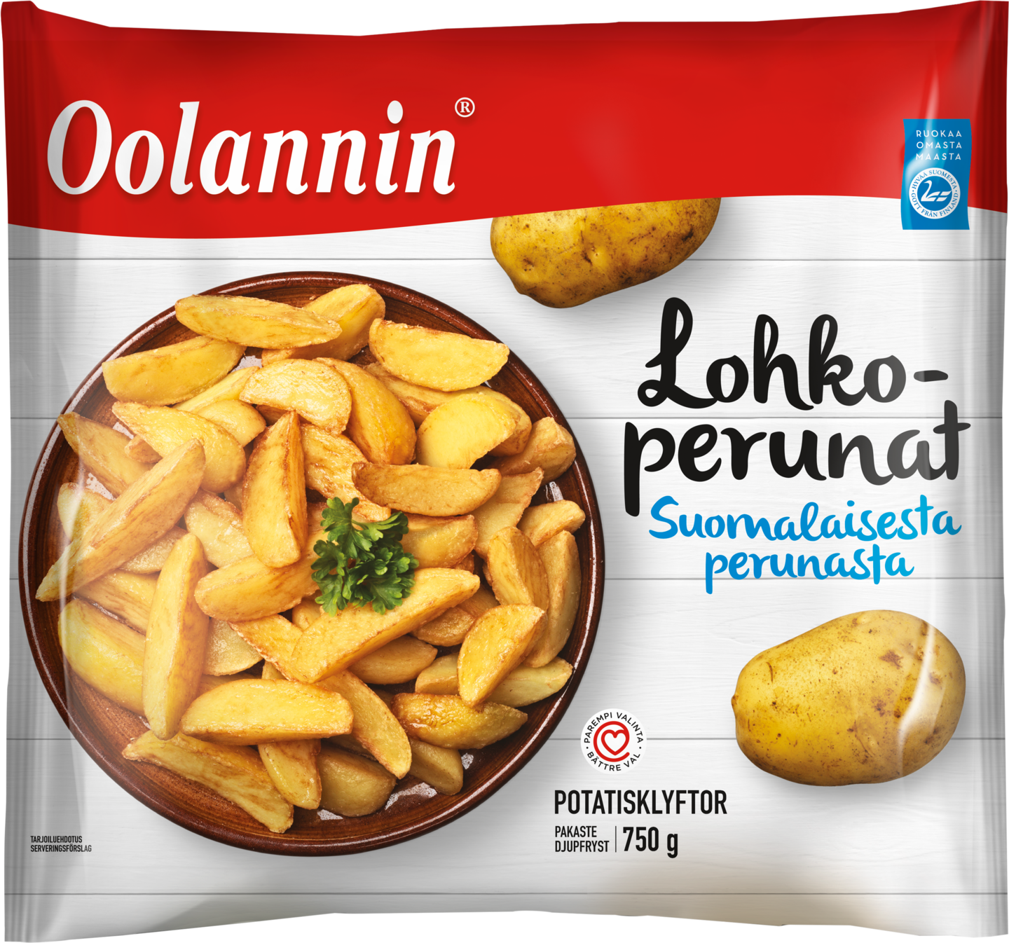 Oolannin kuoreton lohkoperuna 750g pakaste