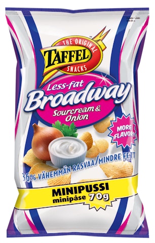Taffel sipsi Broadway Less Fat 70g sourcream&onion perunalastu | K-Ruoka  Verkkokauppa