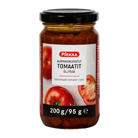 Pirkka aurinkokuivatut tomaatit öljyssä 200g/95g