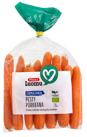 Pirkka Luomu suomalainen pesty porkkana 1 kg 1 lk