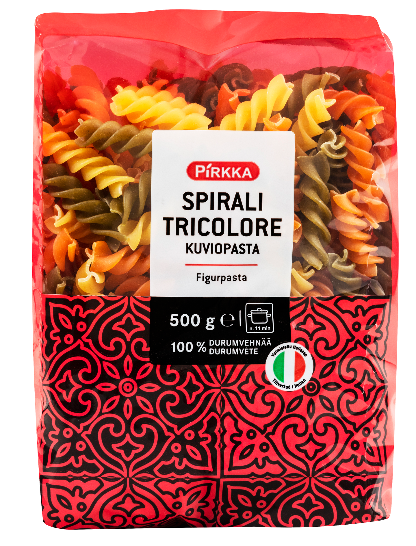 Pirkka kuviopasta spirali tricolore 500 g | K-Ruoka Verkkokauppa