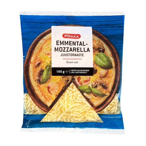 Pirkka emmental-mozzarella juustoraaste 150g vähälaktoosinen