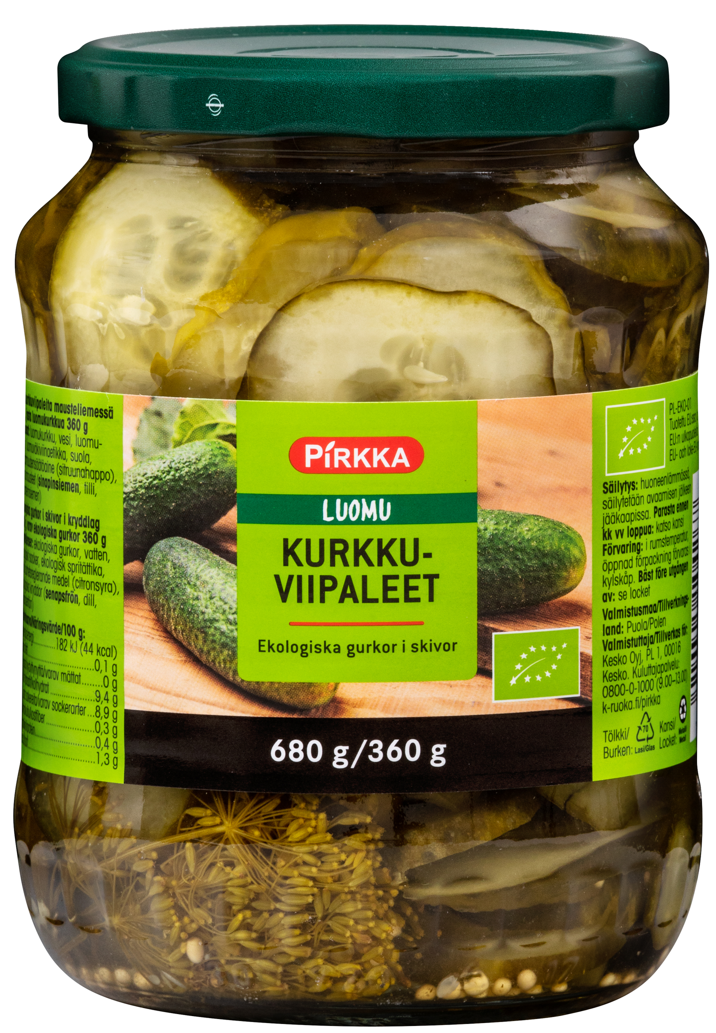 Pirkka Luomu kurkkuviipaleet 680g/360g | K-Ruoka Verkkokauppa