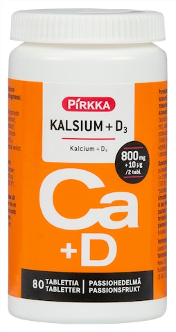 Pirkka kalsium + D3 passiohedelmänmakuinen 80kpl/107g
