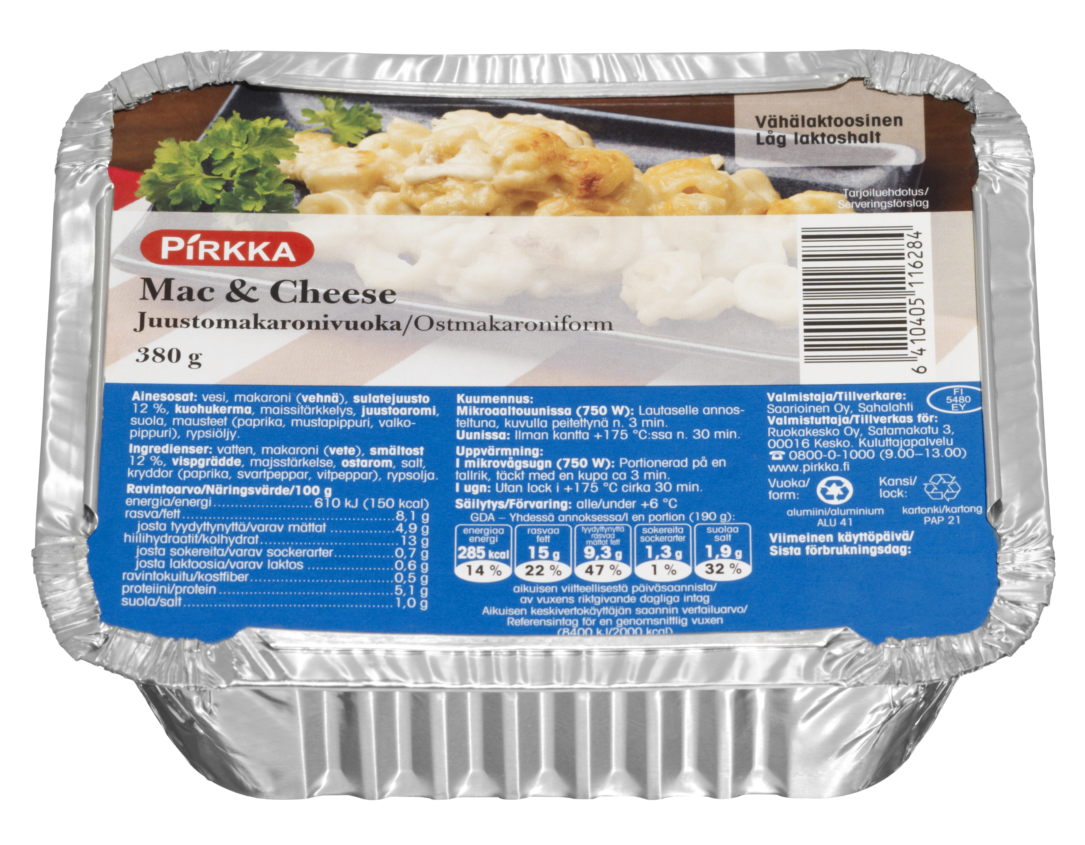 Pirkka mac&cheese juusto-makaronivuoka 380g | K-Ruoka Verkkokauppa