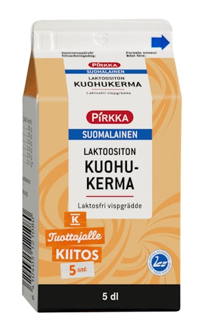 Pirkka suomalainen laktoositon kuohukerma 5dl