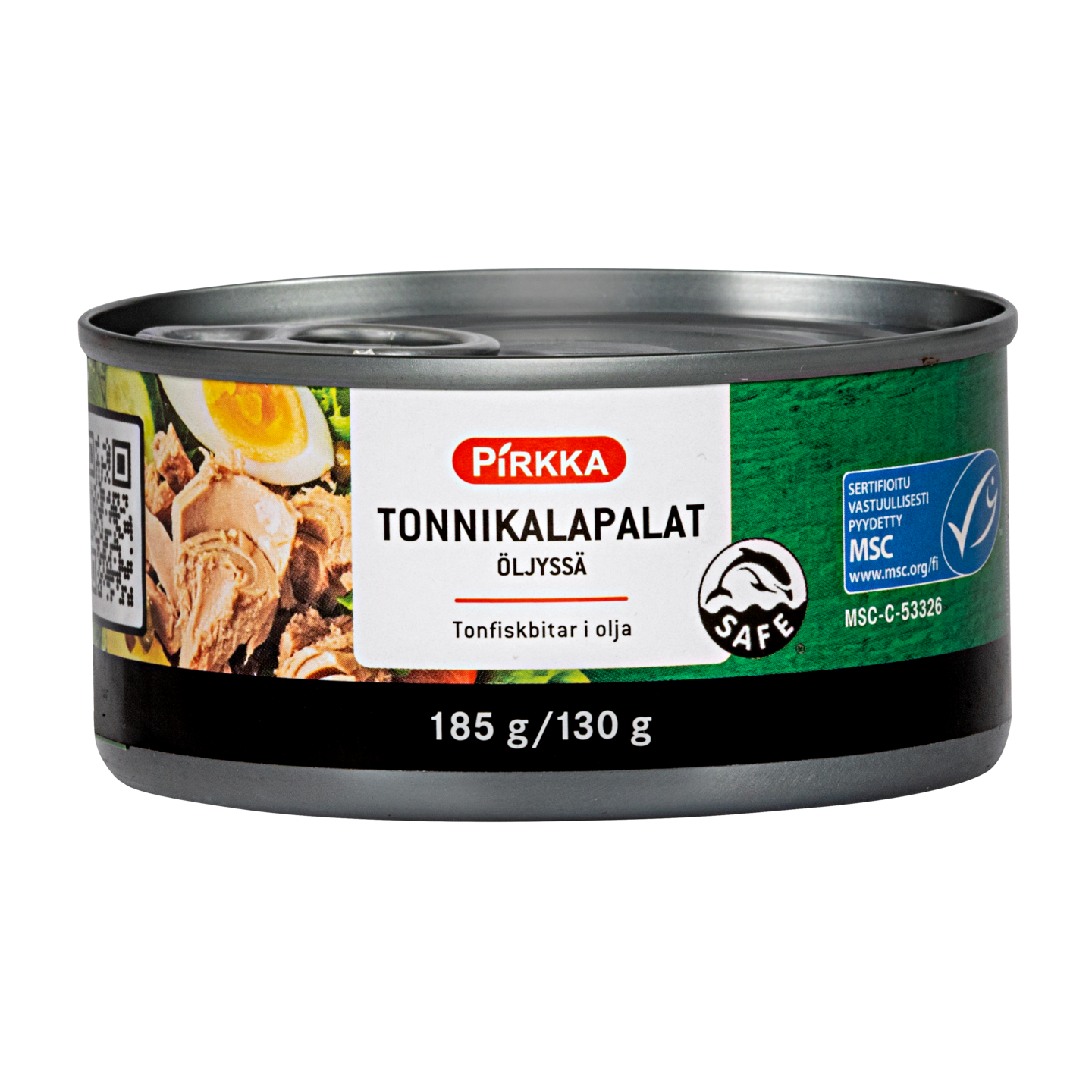 Pirkka tonnikalapalat öljyssä 185g/130g MSC