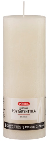 Pirkka rustiikkikynttilä valkoinen 190mm x 68mm