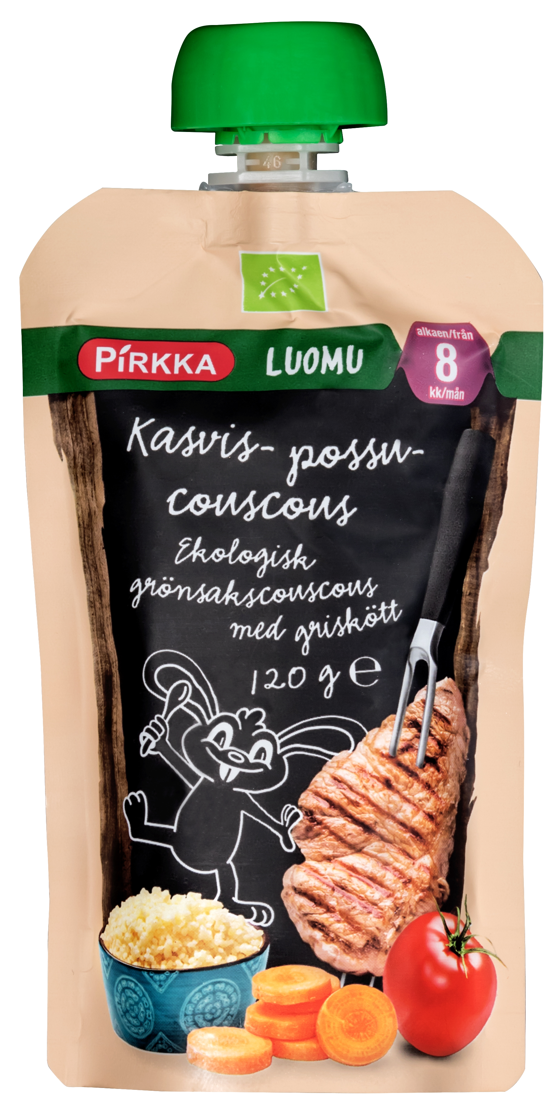 Pirkka Luomu kasvis-possucouscous 8kk 120g | K-Ruoka Verkkokauppa