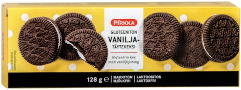 Pirkka gluteeniton vaniljatäytekeksi 128g
