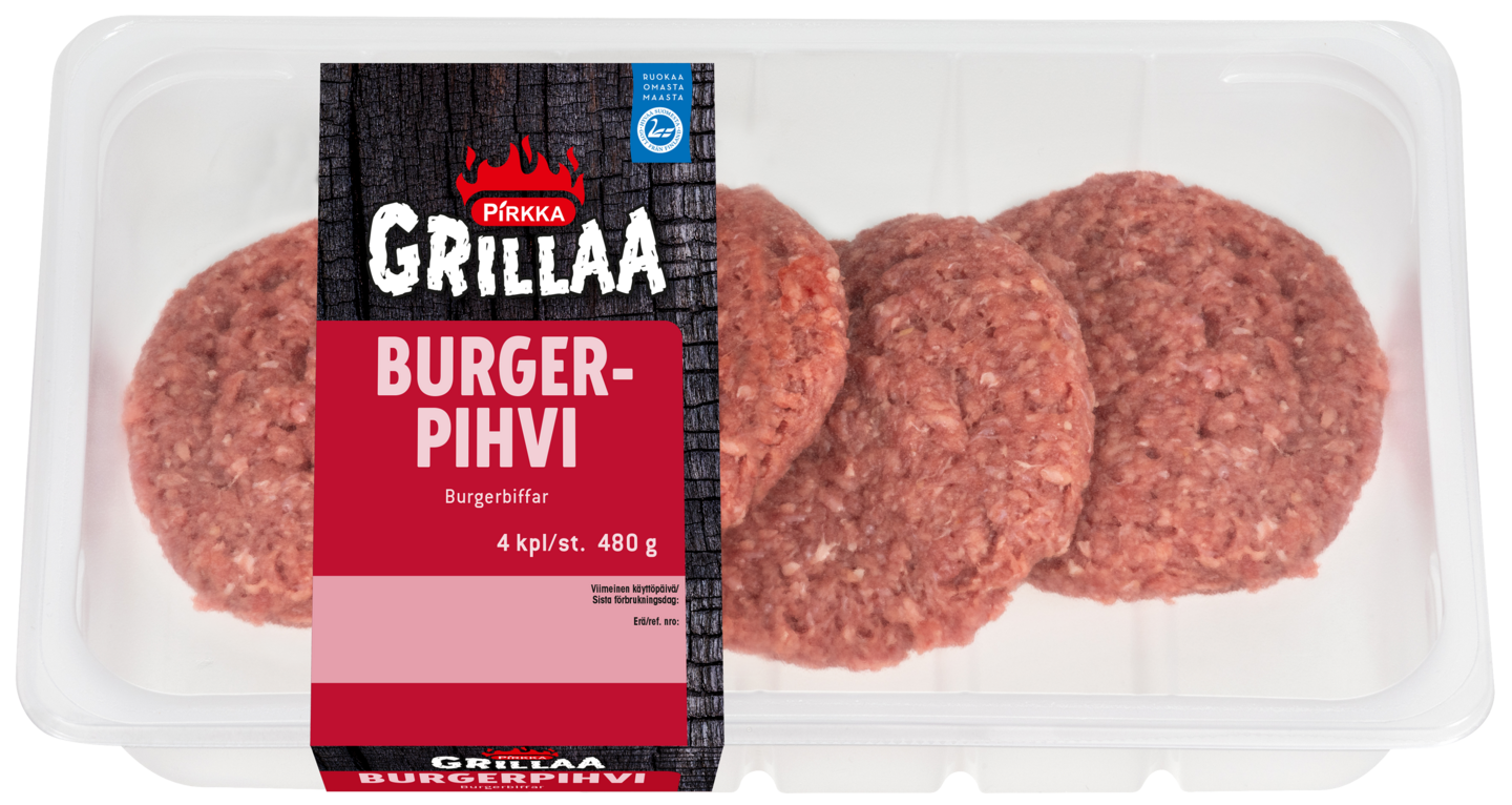 Pirkka Grillaa burgerpihvi 4kpl/480g | K-Ruoka Verkkokauppa