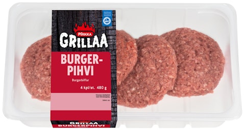 Pirkka suomalainen burgerpihvi 4kpl/480g