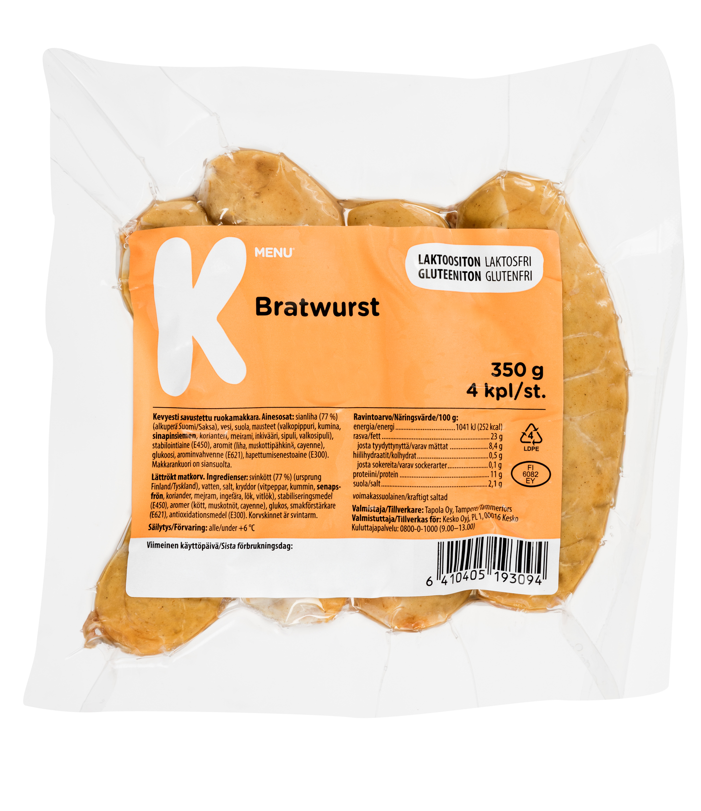 K-Menu bratwurst 350g | K-Ruoka Verkkokauppa