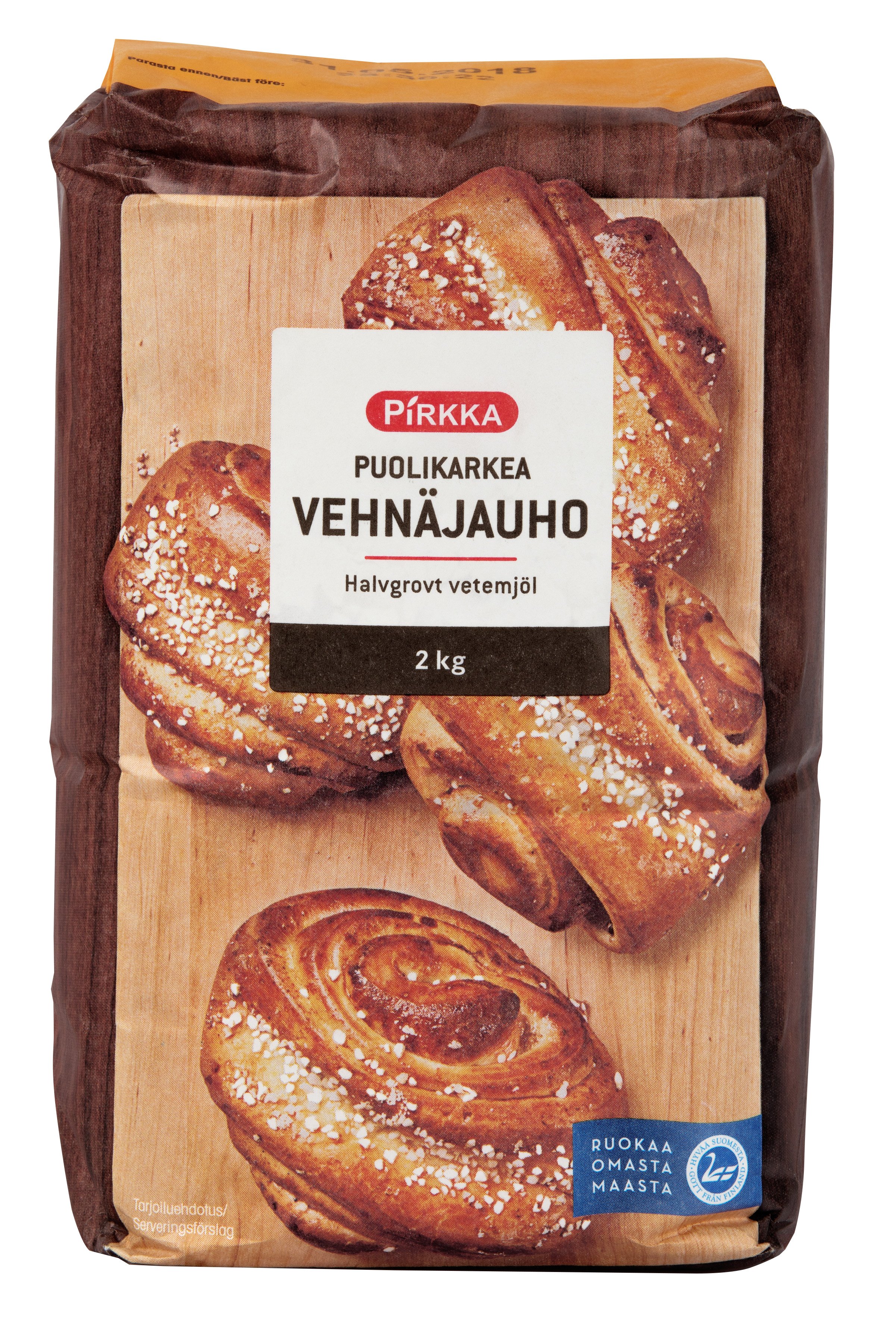 Pirkka puolikarkea vehnäjauho 2kg | K-Ruoka Verkkokauppa