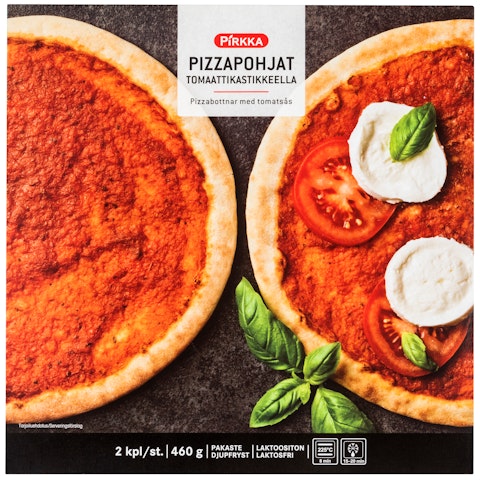 Pirkka pizzapohjat tomaattikastikkeella 2kpl/460g pakaste