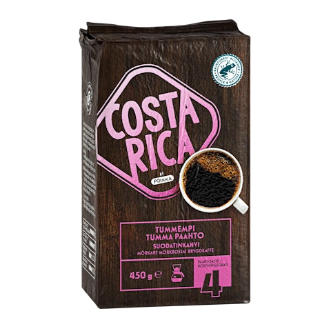 Pirkka Costa Rica kahvi 450g tummempi tumma paahto rfa
