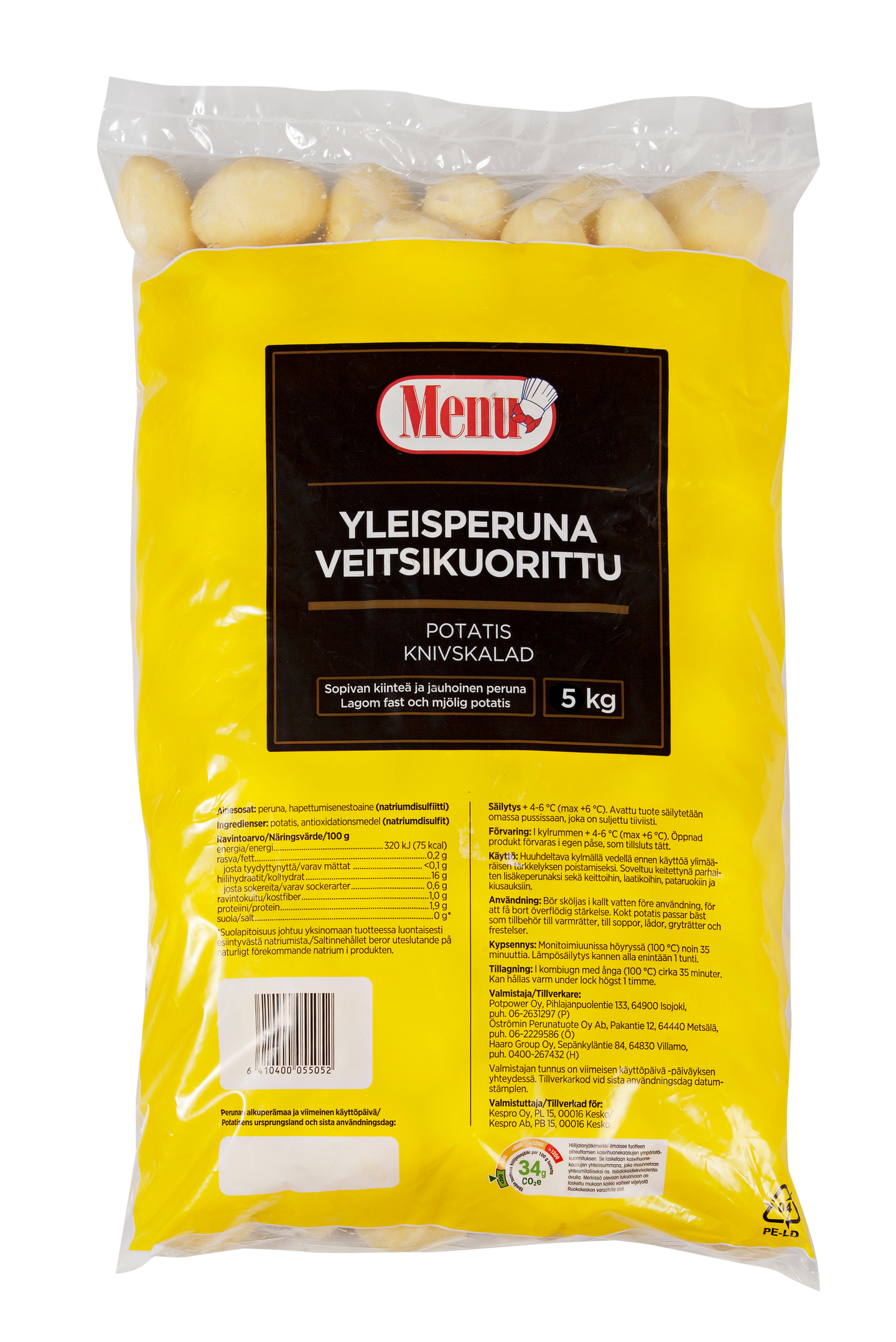 Menu yleisperuna veitsikuorittu 5kg 1+1