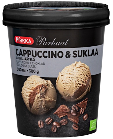 Pirkka Parhaat cappuccino & suklaa luomujäätelö 500ml/300g