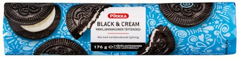 Pirkka Black & Cream vaniljanmakuinen täytekeksi 176g