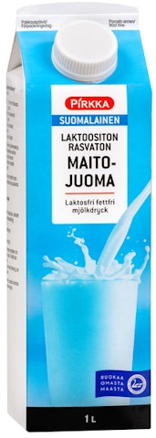 Pirkka laktoositon rasvaton maitojuoma 1l