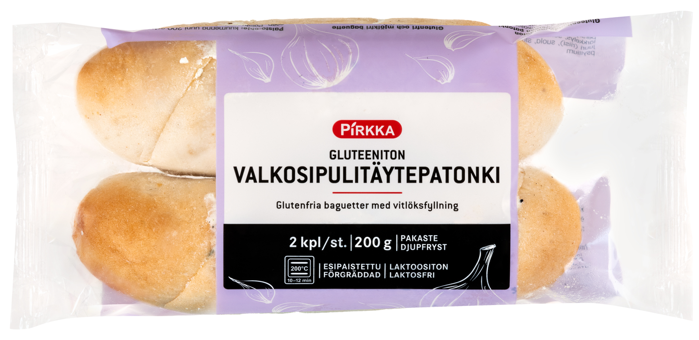 Pirkka gluteeniton valkosipulitäytepatonki 2kpl/200g pakaste