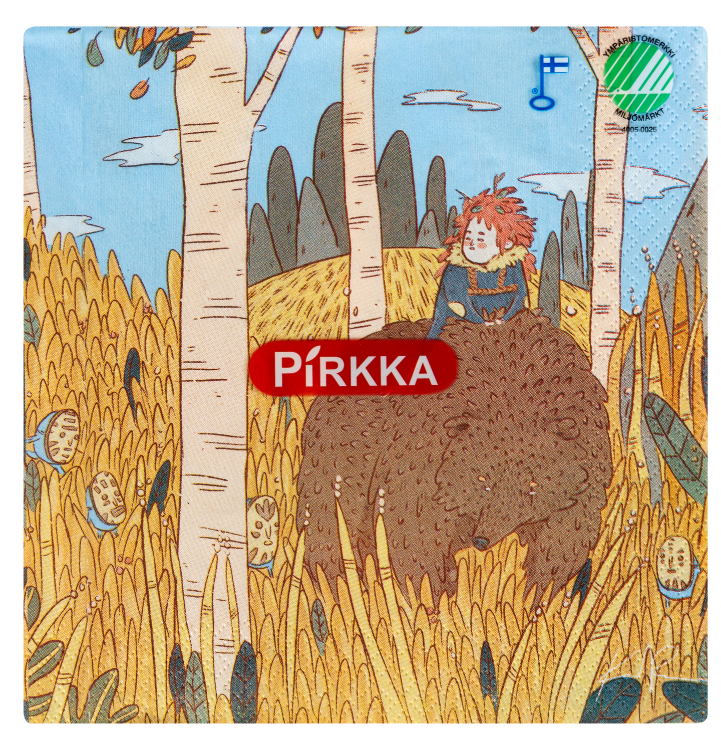 Pirkka lautasliina 20kpl/33cm karhuratsastus by Kaisa Ranta | K-Ruoka ...