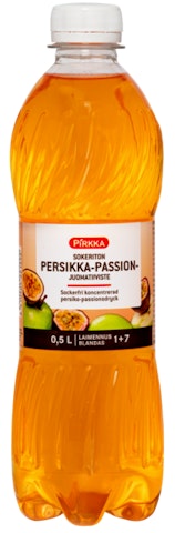 Pirkka sokeriton persikka-passionjuomatiiviste 0,5l