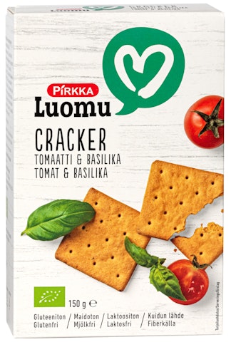 Pirkka Luomu cracker tomaatti-basilika 150g