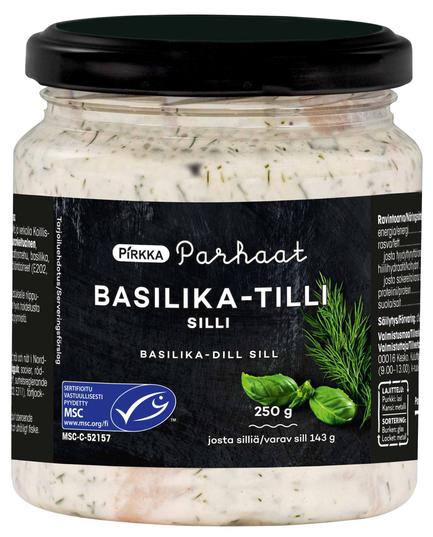 Pirkka Parhaat basilikatilli silli 250g MSC KRuoka Verkkokauppa