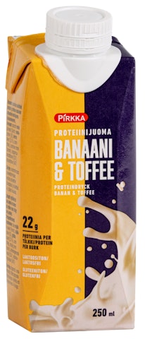 Pirkka proteiinijuoma 250ml banaani-toffee laktoositon