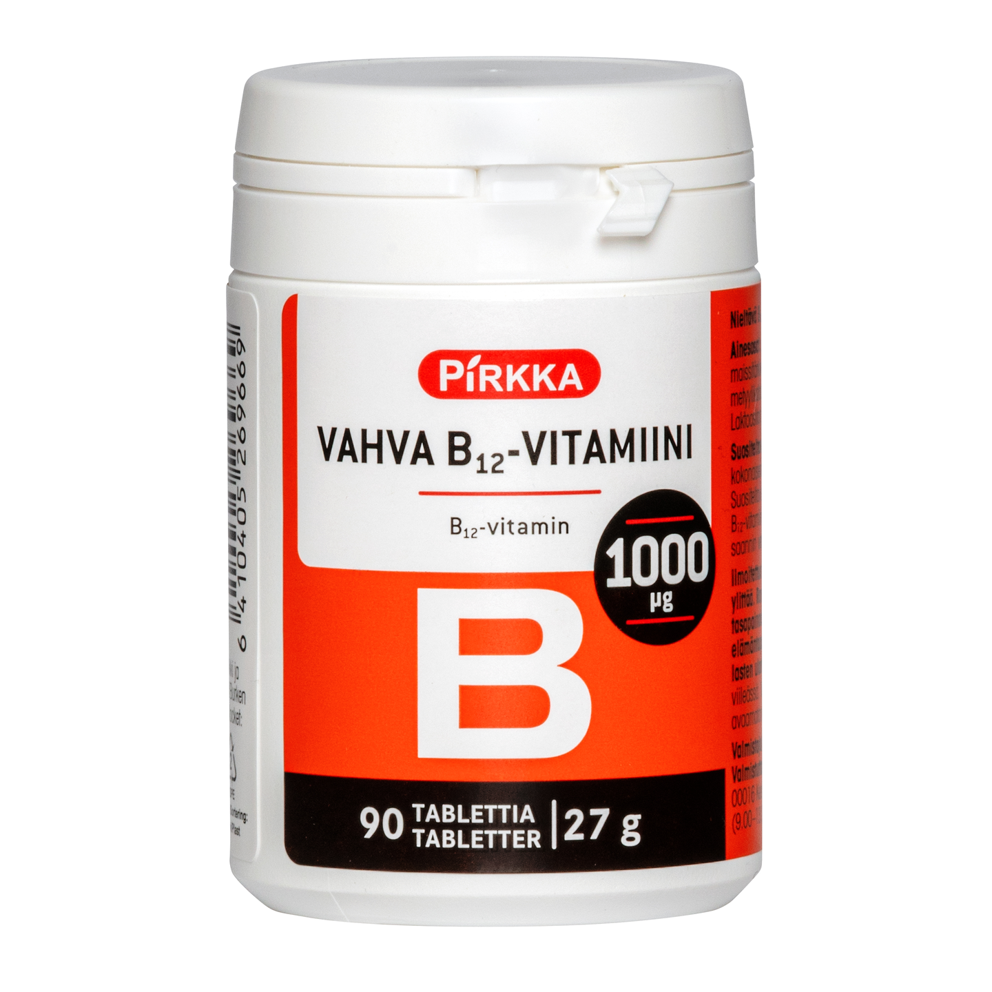 Pirkka B12 vitamiini 1000µg 90tabl 27g | K-Ruoka Verkkokauppa