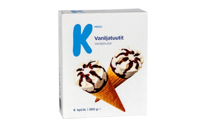 K-Menu jäätelötuutti monipakkaus 6x120ml vanilja - kuva