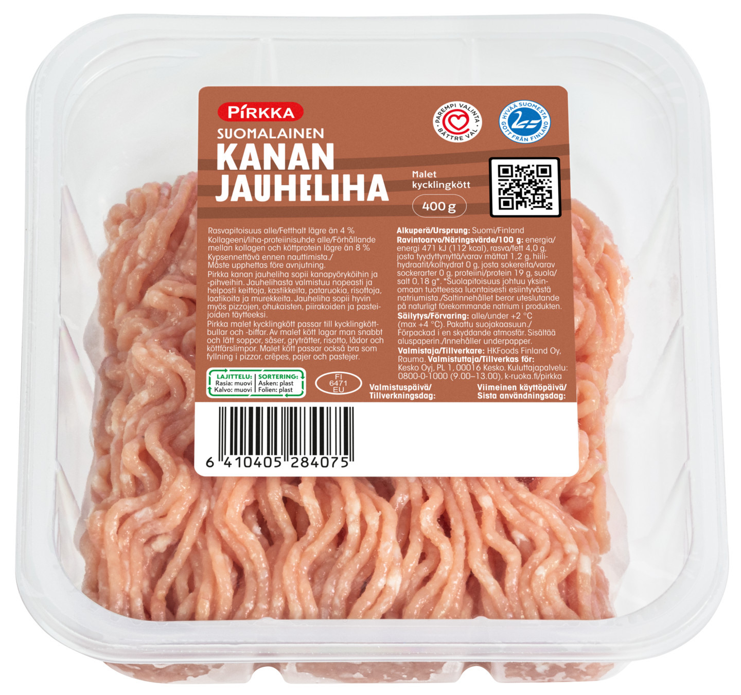 Pirkka Vikkelät kanan jauheliha 400g | K-Ruoka Verkkokauppa