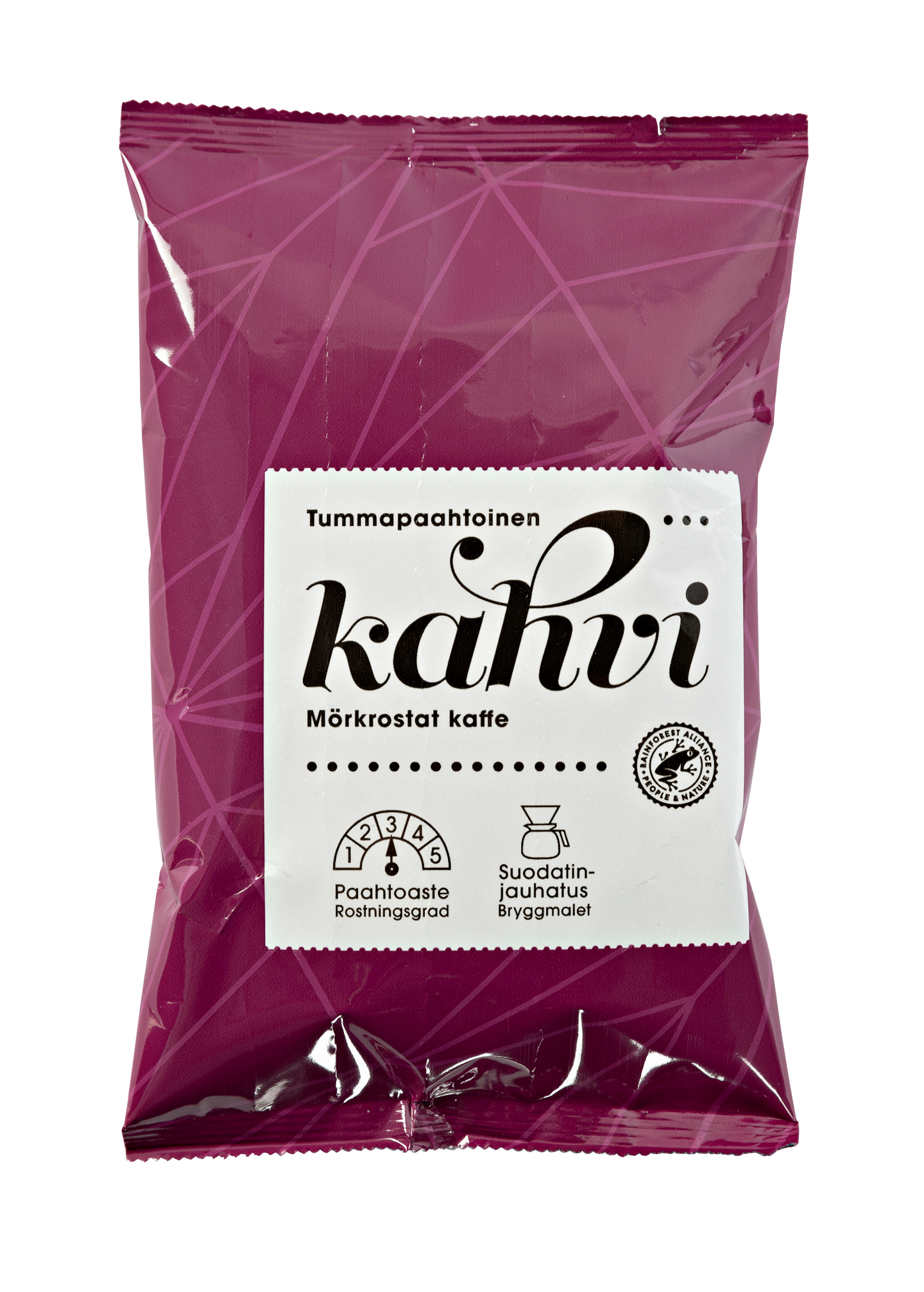 Menu tummapaahtoinen kahvi 50x100g hieno jauhatus RFA