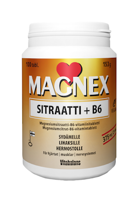 Magnex magnesiumsitraatti ja B6-vitamiini 100tabl nieltävä